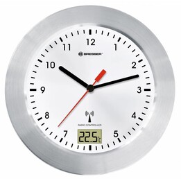 Bresser Optics MYTIME BATH RC Horloge à quartz Cercle Argent, Blanc