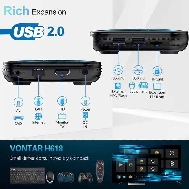 Vontar H618 4Go/32Go 4K Android 12.0 - Android TV