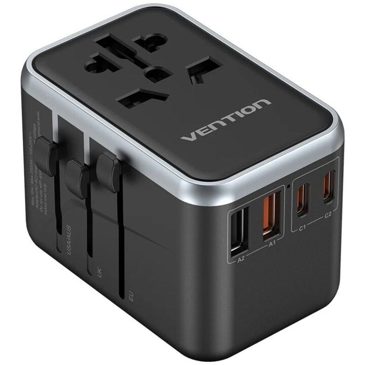 Vention FJFB0 Caricatore da muro universale/ Presa di corrente universale/ 2xUSB Type-C/ 2xUSB/ 65W