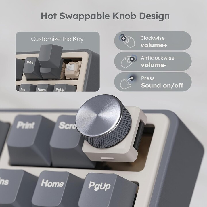 Royal Kludge R87Pro ISO-ES RGB Switch Hot-Swappable Switch Cremeless Half Grey
