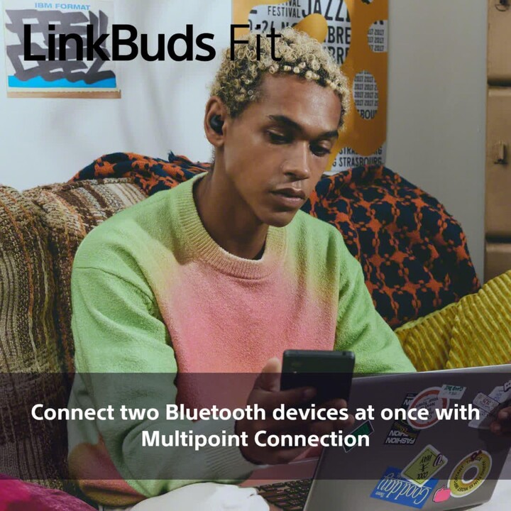 Casque sans fil Sony LinkBuds Fit/ avec microphone/ Bluetooth/ Vert