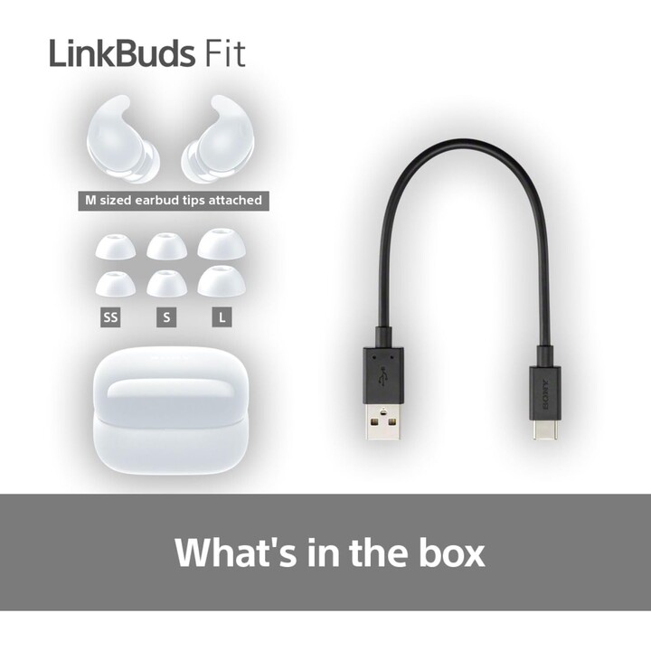 Sony LinkBuds Fit Wireless Headphones/ with Microphone/ Bluetooth/ White
