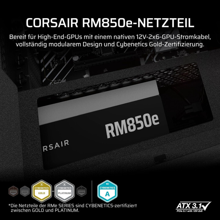 Corsair RM850e 2025 80 Plus Gold 850W ATX 3.1 PCIE 5.1 Modular