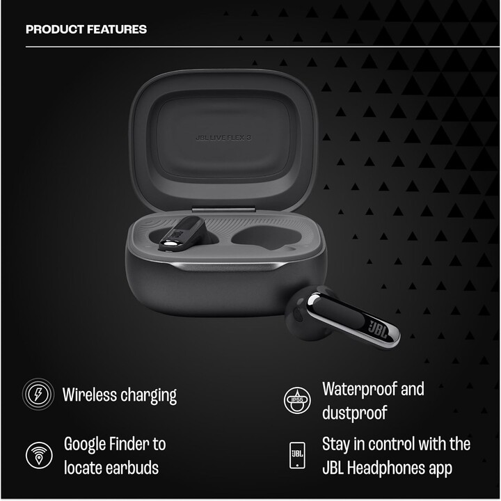 JBL Live Flex 3 Auriculares com Cancelamento de Ruído Adaptativo Verdadeiro, Preto