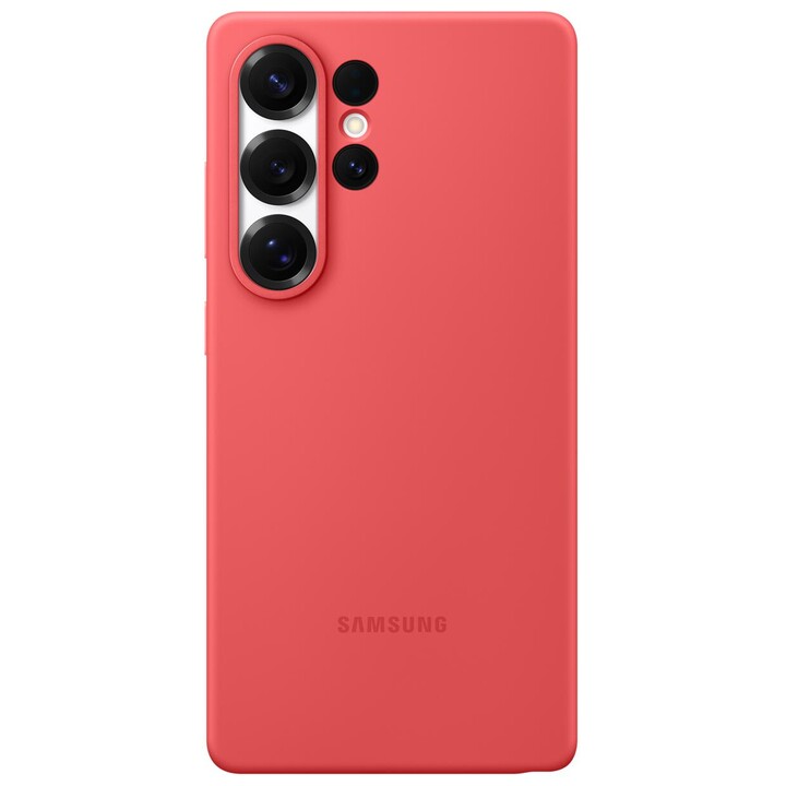 Capa de silicone Samsung para Galaxy S25 Ultra, vermelha