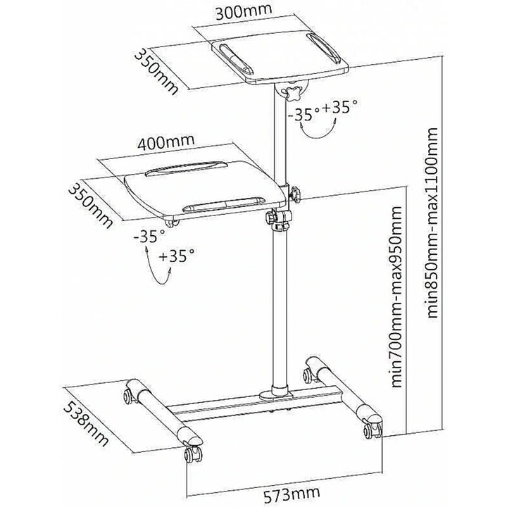 Mobile Presentation Table for Projector and Notebook