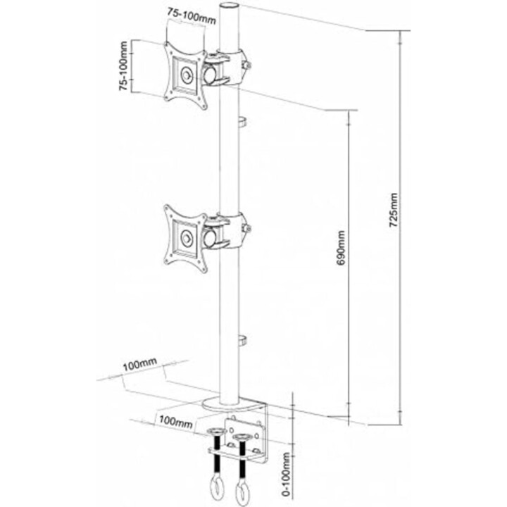 TECHLY Support de bureau pour 2 moniteurs 13 – 27 "avec pince (ICA-LCD 350-D)