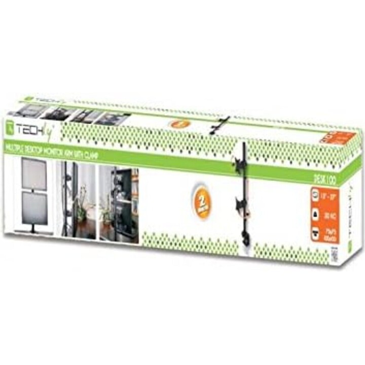 TECHLY Support de bureau pour 2 moniteurs 13 – 27 "avec pince (ICA-LCD 350-D)