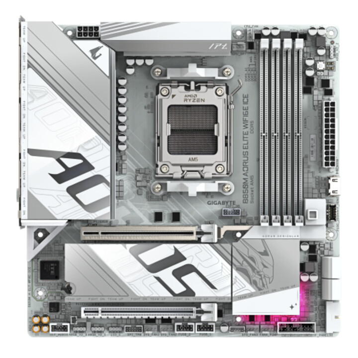 Placa-mãe Gigabyte B850m Aorus Elite Wifi6e Ice - Processadores Amd Ryzen série 9000, 12+2+1 fases Vrm digitais, até 8200 mhz Dd