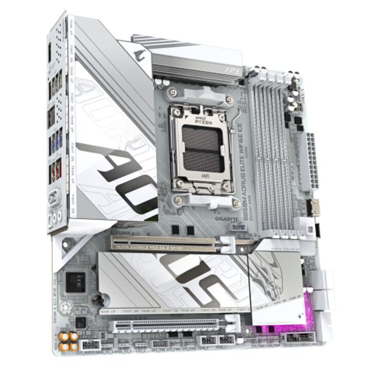 Carte mère Gigabyte B850m Aorus Elite Wifi6e Ice - Processeurs AMD Ryzen série 9000, 12+2+1 phases Vrm numériques, jusqu´à 8