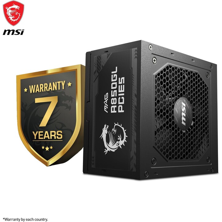 MSI MAG A850GL PCIE5 II 80 Plus Dourado 850 W ATX 3.0 PCIE 5.0 Modular Preto