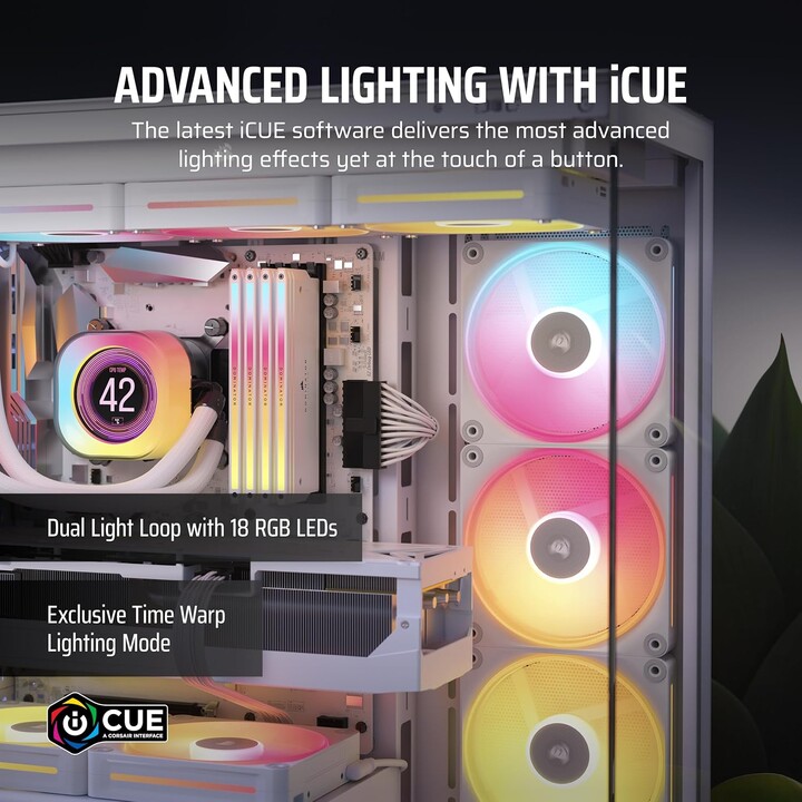 Corsair iCUE LINK LX120-R RGB reverso PWM 120 mm pacote triplo branco