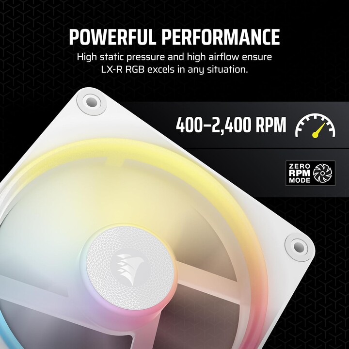 Corsair iCUE LINK LX120-R RGB reverso PWM 120 mm pacote triplo branco