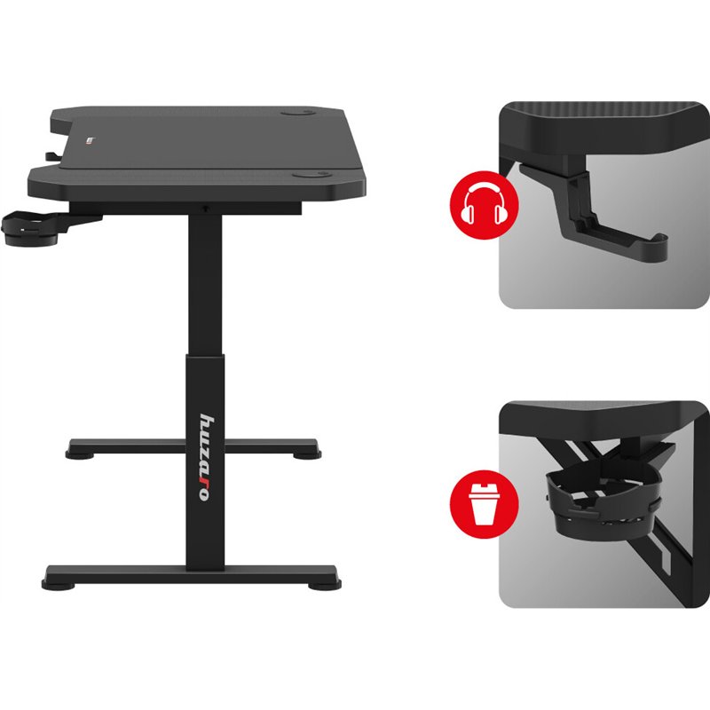 Huzaro Hero 2.5 Elektrischer Gaming-Schreibtisch Schwarz