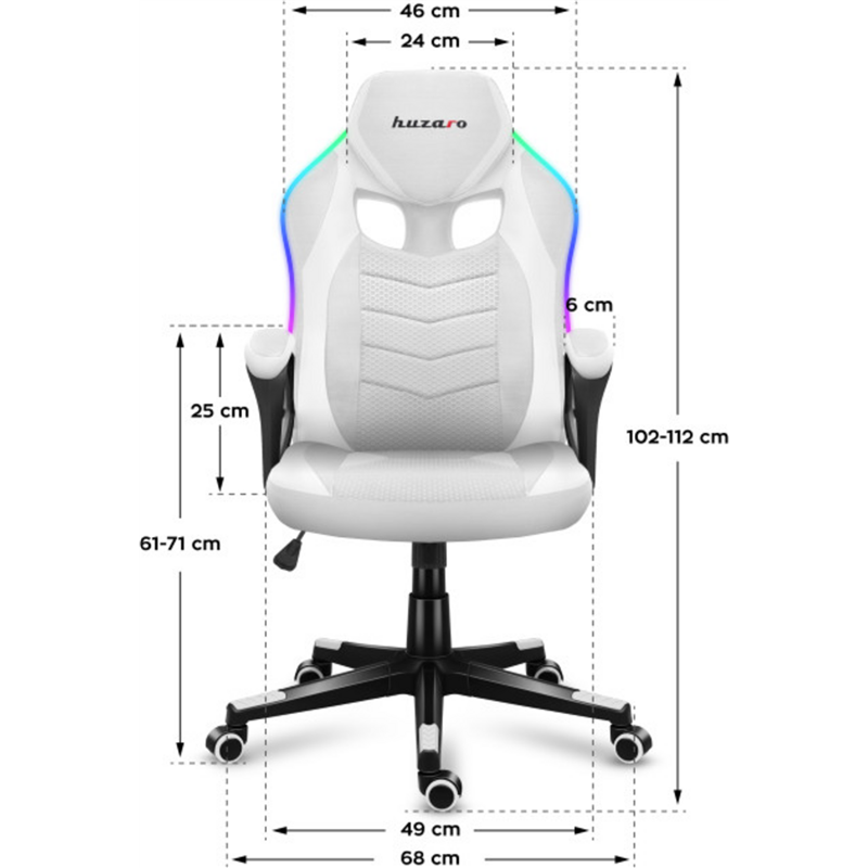 Huzaro Chaise de jeu Force 2.5 Rgb Mesh Blanc