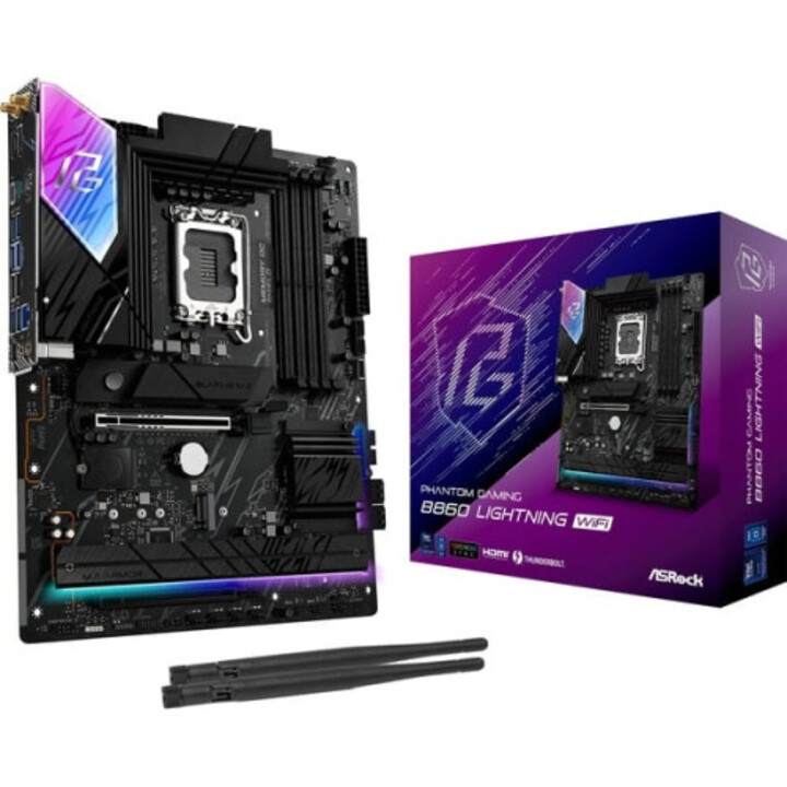 Placa Asrock B860m Lightning Wifi,intel,1851,b860,4ddr5,256gb,1hdmi+1dp+1thunderbolt,4sata3+3m.2,2.5gblan,wifi6e+bt5.3,8usb3.2+1