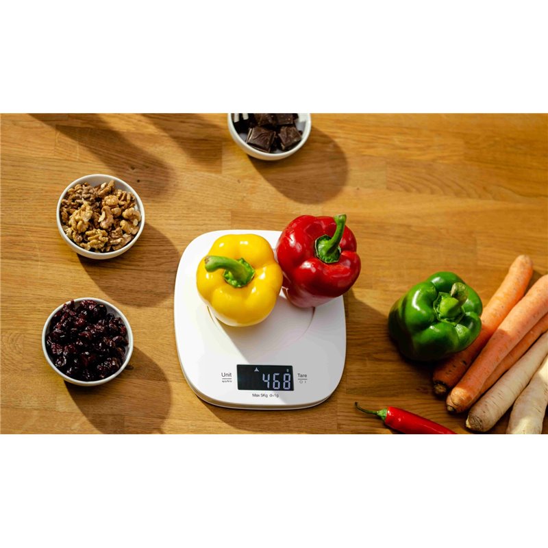 Escala de cocina ZKS 1451 5 kg marfil con un tazón