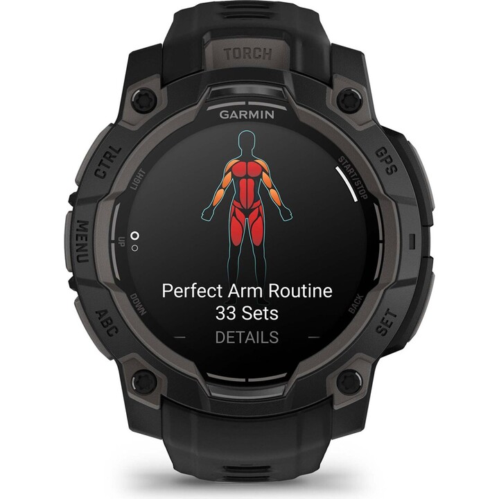 Garmin Instinct 3, smartwatch GPS, display AMOLED da 45 mm, monitoraggio della salute, torcia a LED, fino a 18 giorni, nero