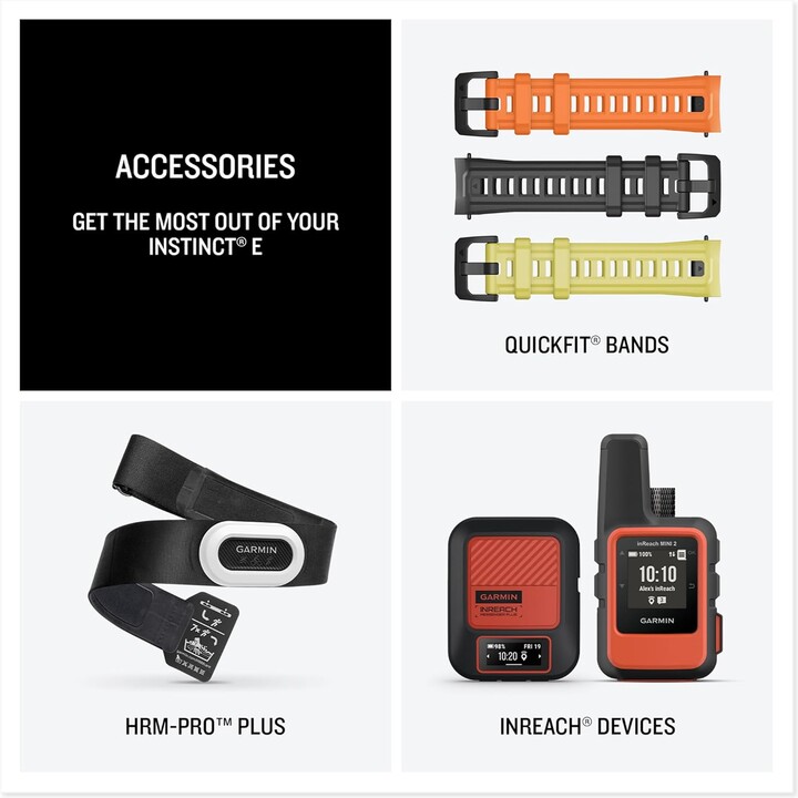 Garmin Instinct E, smartwatch GPS, 45 mm, resistenti all'acqua, app sportive integrate, nero