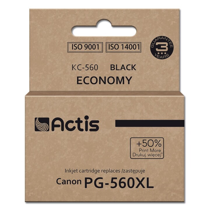 Inchiostro per stampante Canon Actis KC-560, sostituzione PG-560XL; Supremo; 22 ml; nero. Stampa il 50% in più rispetto all´