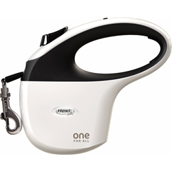 FLEXI One for All S blanc - noir - laisse automatique pour chiens jusqu'à 30 kg - 5 m