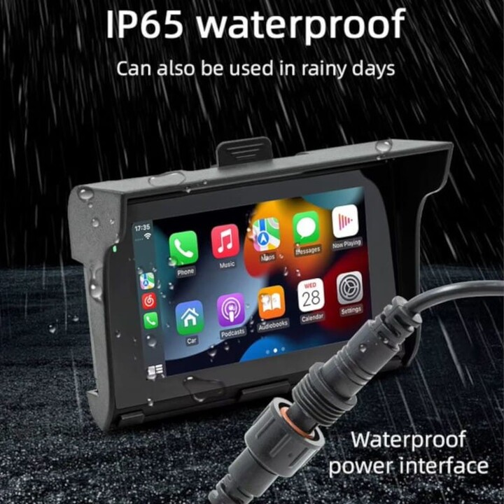 Pantalla táctil universal SWM B5350 5 pulgadas Carplay/Android Auto Inalámbrico Negro - Reproductor multimedia para motocicleta