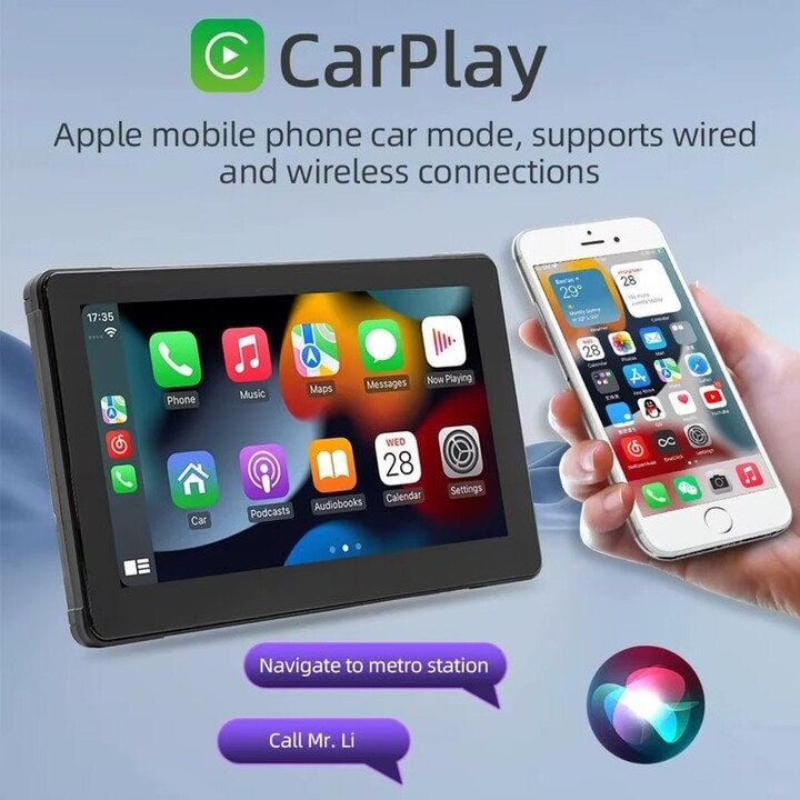 Universal touch screen SWM B5351 7 inches Carplay/Android Auto Wireless Black - Motorcycle media player
