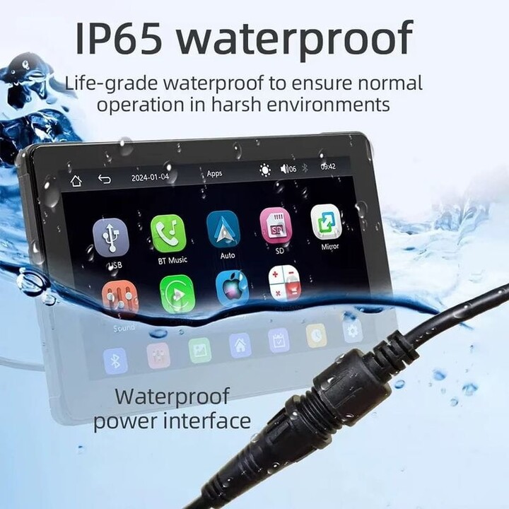 Pantalla táctil universal SWM B5351 7 pulgadas Carplay/Android Auto inalámbrico Negro - Riproduttore multimediale per motociclet