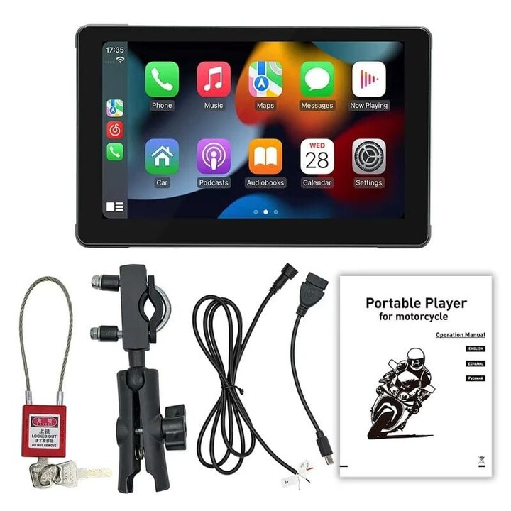 Universal touch screen SWM B5351 7 inches Carplay/Android Auto Wireless Black - Motorcycle media player