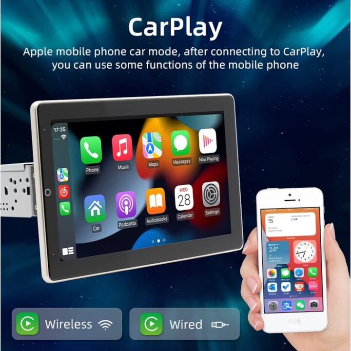 Autorrádio 1 DIN SWM YT-9930L 10.1 polegadas Bluetooth/Carplay Sem Fio USB Preto