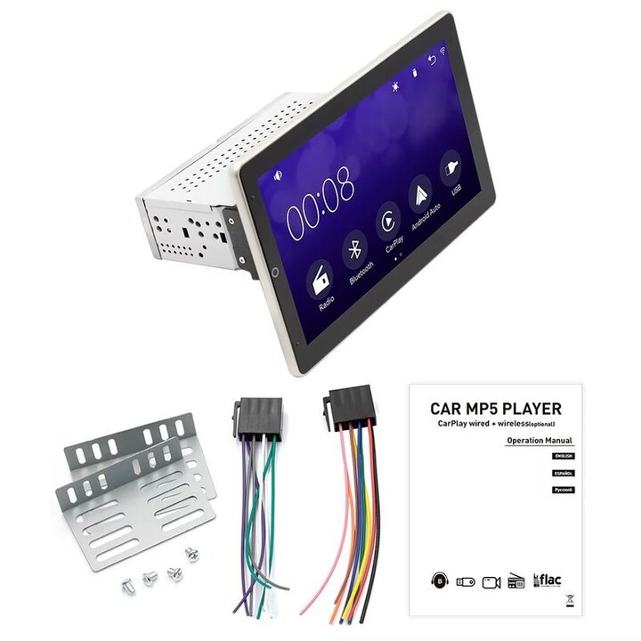 Autorradio 1 DIN SWM YT-9930L 10.1 pulgadas Bluetooth/Carplay Inalámbrico USB Negro