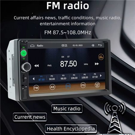 Autorradio 2 DIN SWM F7010C 7 pulgadas Bluetooth/Carplay USB Negro