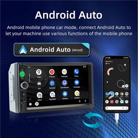 Autorradio 2 DIN SWM F7010C 7 pulgadas Bluetooth/Carplay USB Negro