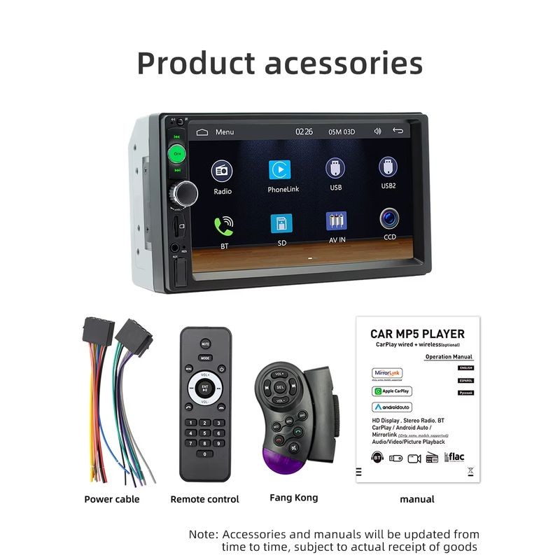 Autorradio 2 DIN SWM F7010C 7 pulgadas Bluetooth/Carplay USB Negro