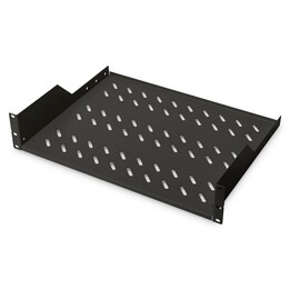 Estantería Digitus para armarios de 19" de instalación fija desde 450 mm de profundidad hasta 25 kg 2HE RAL9005 negro (DN-1