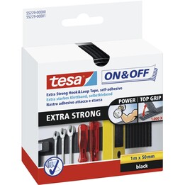 tesa ON&OFF Extra Strong nastro velcro nero