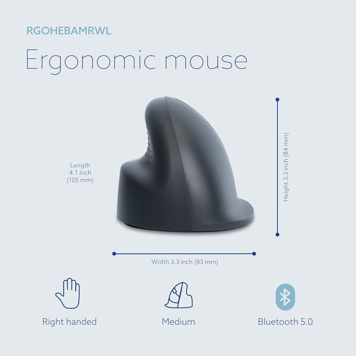 MOUSE USB OPTICAL WRL BASIC/R. GREY RGOHEBAMRWL R-GO TOOLS