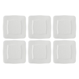 Set of 6 Florentina Square Plates - White, 20 cm