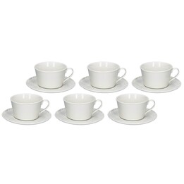 Set mit 6 Bosco Teetassen mit Untertasse - Weiß, 180 ml