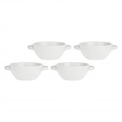 Set of 4 Terrine Round Casserole Dishes - White, 650 ml