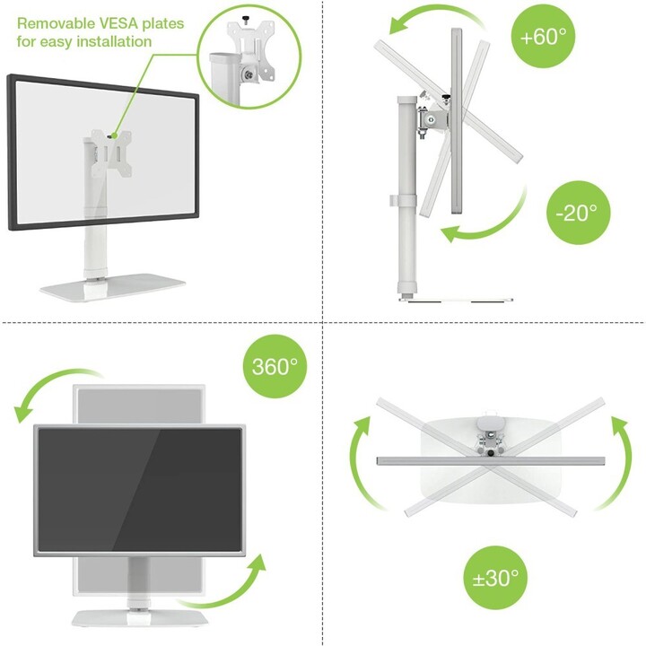 Techly ICA-LCD 260 support d'écran plat pour bureau 68,6 cm (27") Blanc