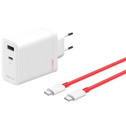 OnePlus 120W Dual Ports SuperVooc Adapter + Cable (Type-C + Type-A) - White