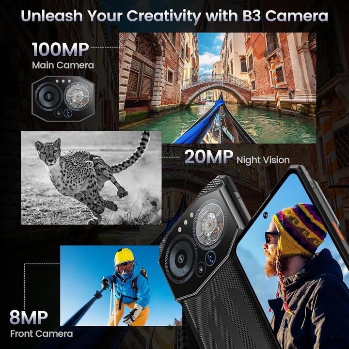 iiiF150 B3, rugged phone, 6.6 inch screen, 8GB RAM, 256GB storage, Gray Color