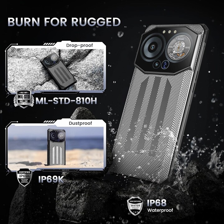 iiiF150 B3, rugged phone, 6.6 inch screen, 8GB RAM, 256GB storage, Gray Color