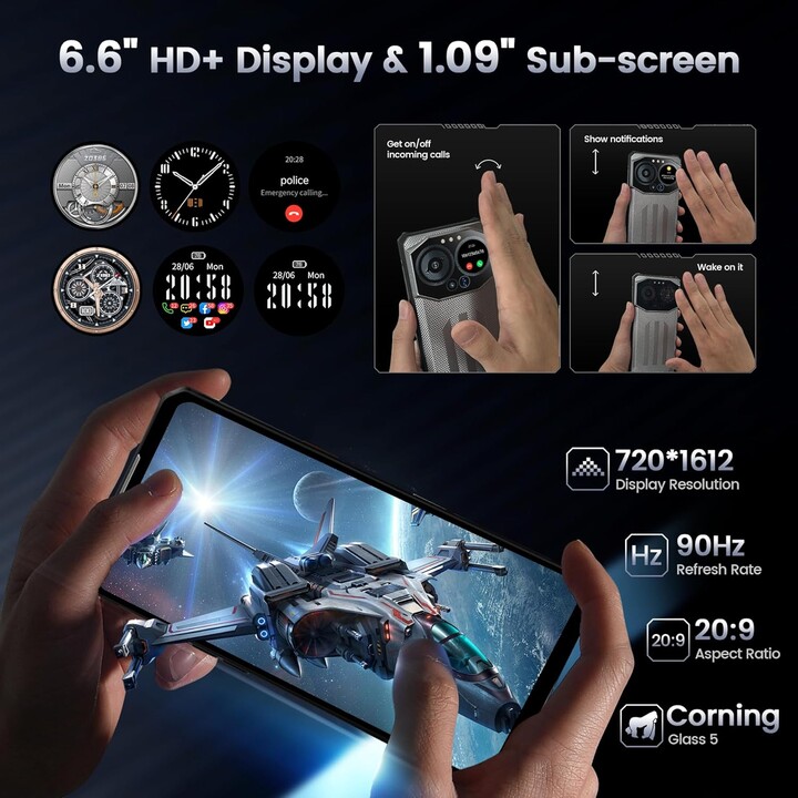 iiiF150 B3, rugged phone, 6.6 inch screen, 8GB RAM, 256GB storage, Gray Color