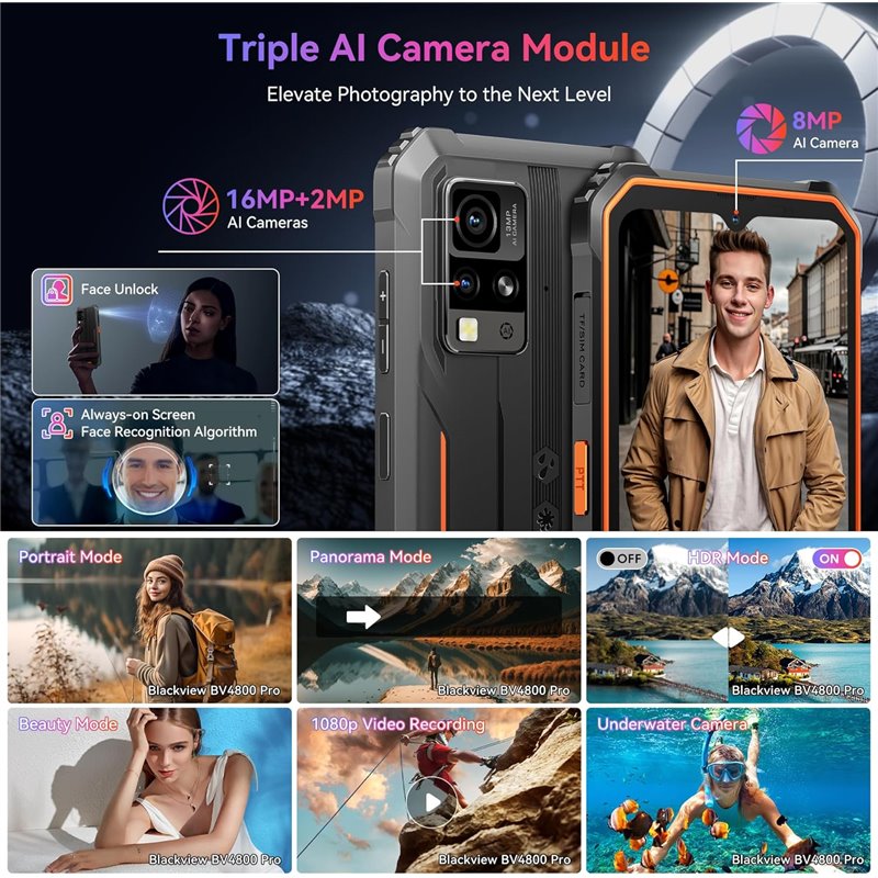 Blackview BV4800 Pro 6.56 Inch 4GB 128GB 8 Megapixels Dual Sim Green Rugged