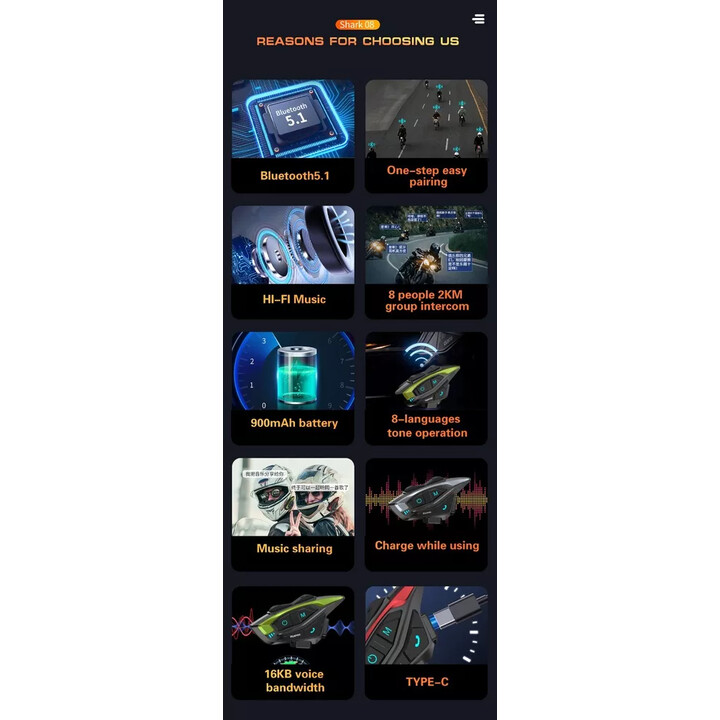 Hysnox Shark Pro - Intercom for Motorcycles