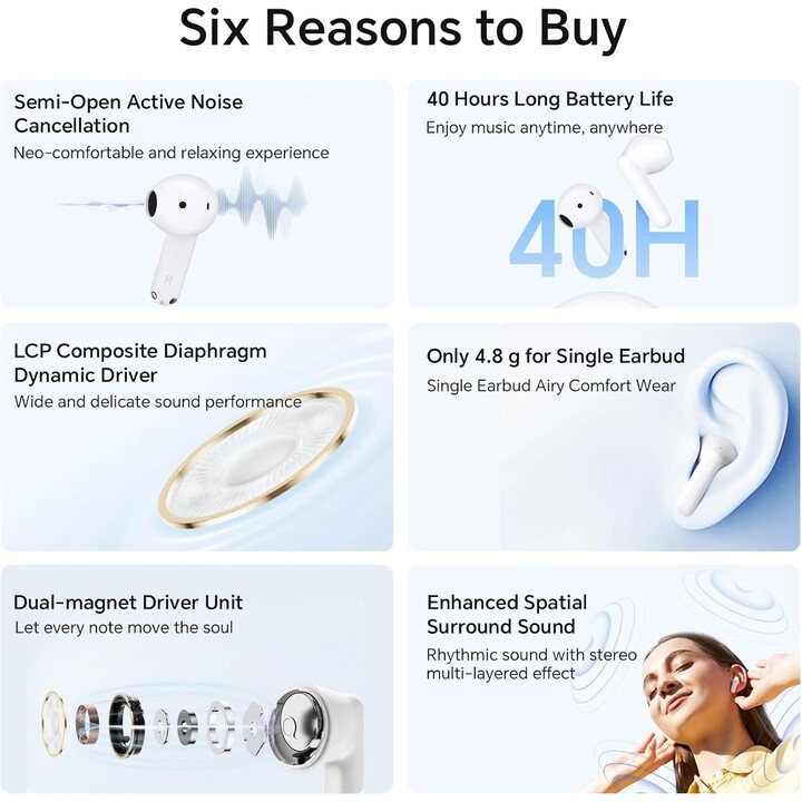 HONOR CHOICE EARBUDS X7E auriculares inalámbricos Bluetooth blancos