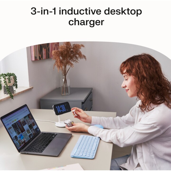 Greencell MagScape 3-in-1 MagSafe Wireless Charger for iPhone, Apple Watch and AirPods White