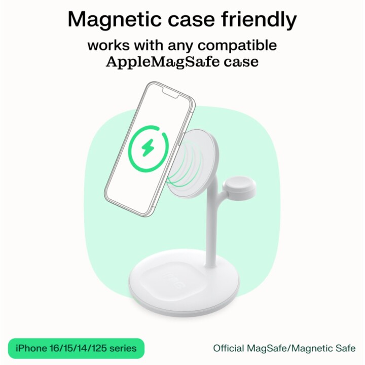 Greencell MagScape 3-in-1 MagSafe Wireless Charger for iPhone, Apple Watch and AirPods White